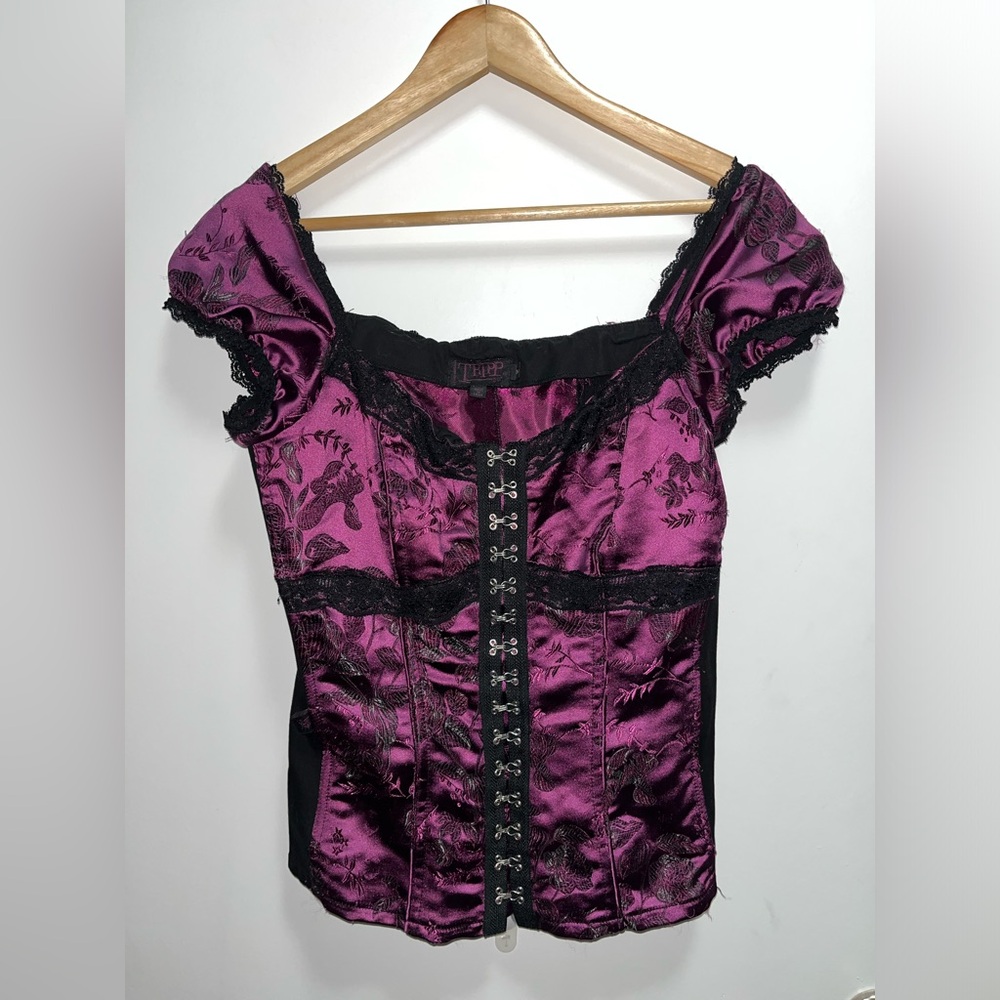 Tripp NYC Purple Brocade Gothic Boned Top Gothcore Dark Women’s Size Medium
